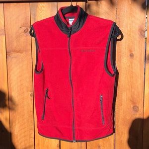 Old Navy Red Fleece Vest with Black Collar & Zippered Pockets - Size 12